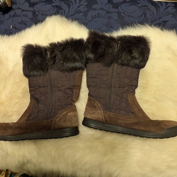 Brown Coach Suede Quilted Talon Boot - Picture 6 of 9